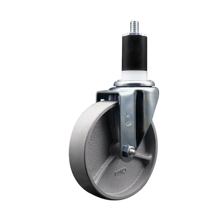 Service Caster 5'' Semi Steel Wheel Swivel 1-1/2'' Expanding Stem Caster SCC-EX20S515-SSR-112